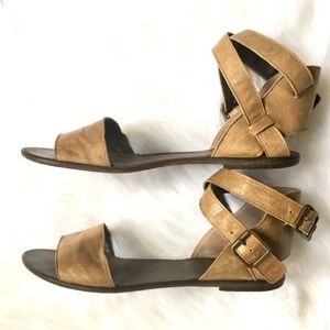 Tan strappy gladiator sandals